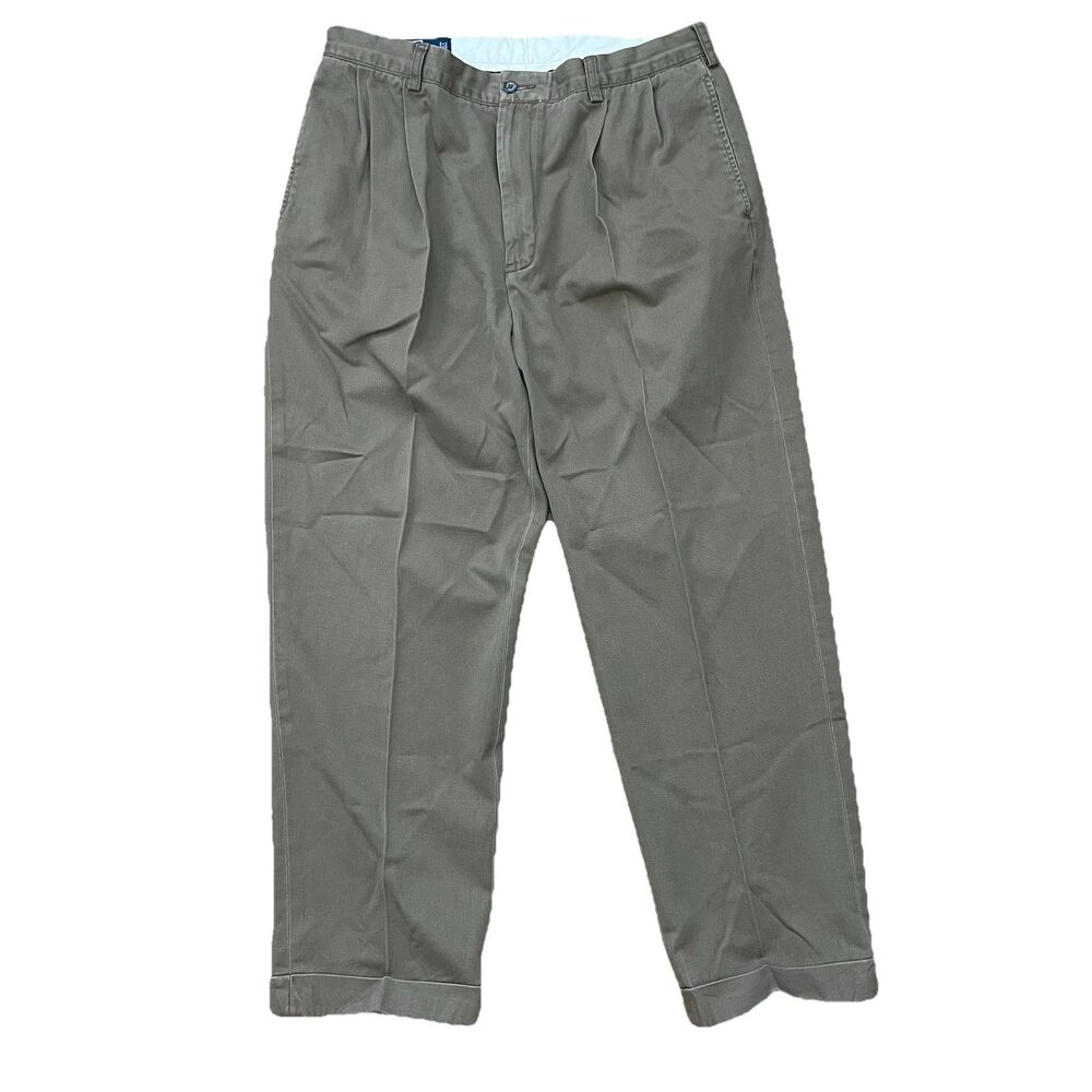 VTG Polo By Ralph Lauren Hammond Pant Mens Pleated Cuffed Tan Chino Men’s 36/30